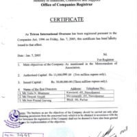 Registration Certificate